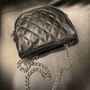 Danier Chain Link Cross Body Black Leather Bag